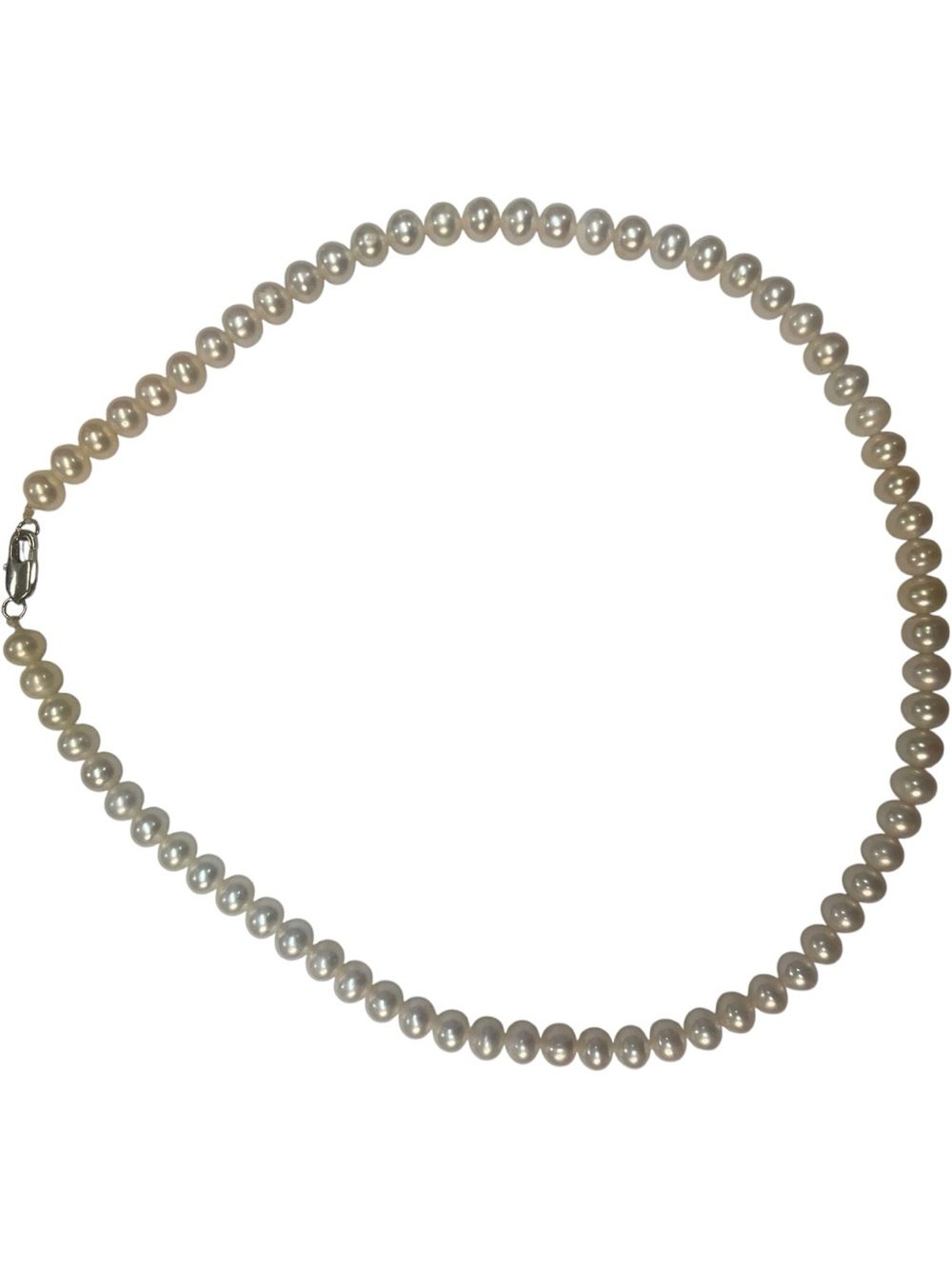 White Freshwater Pearl Necklace with Silver Clasp